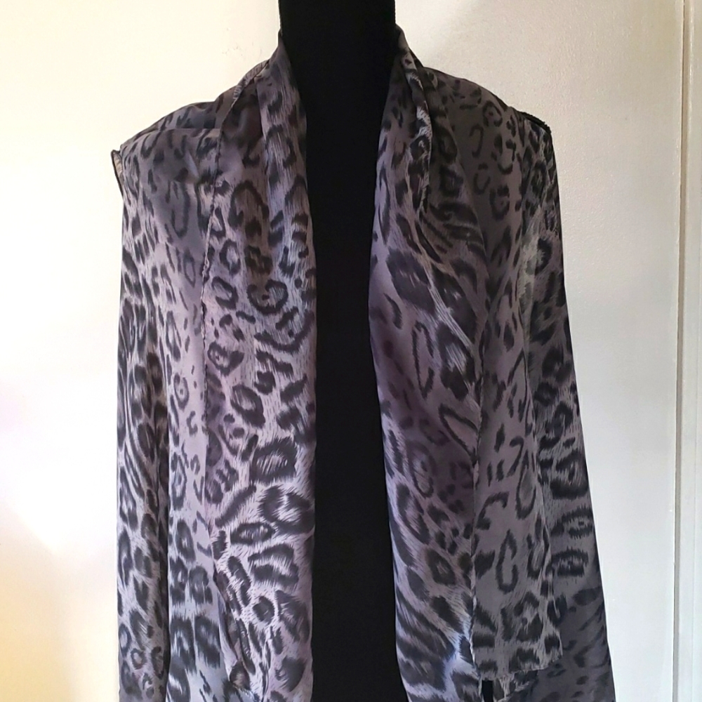 Grey Leopard Scarf Vest Free Size NWOT